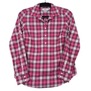 Vineyard Vines Pink Plaid Cotton Cashmere Blend Button Down Shirt Womens Size 2